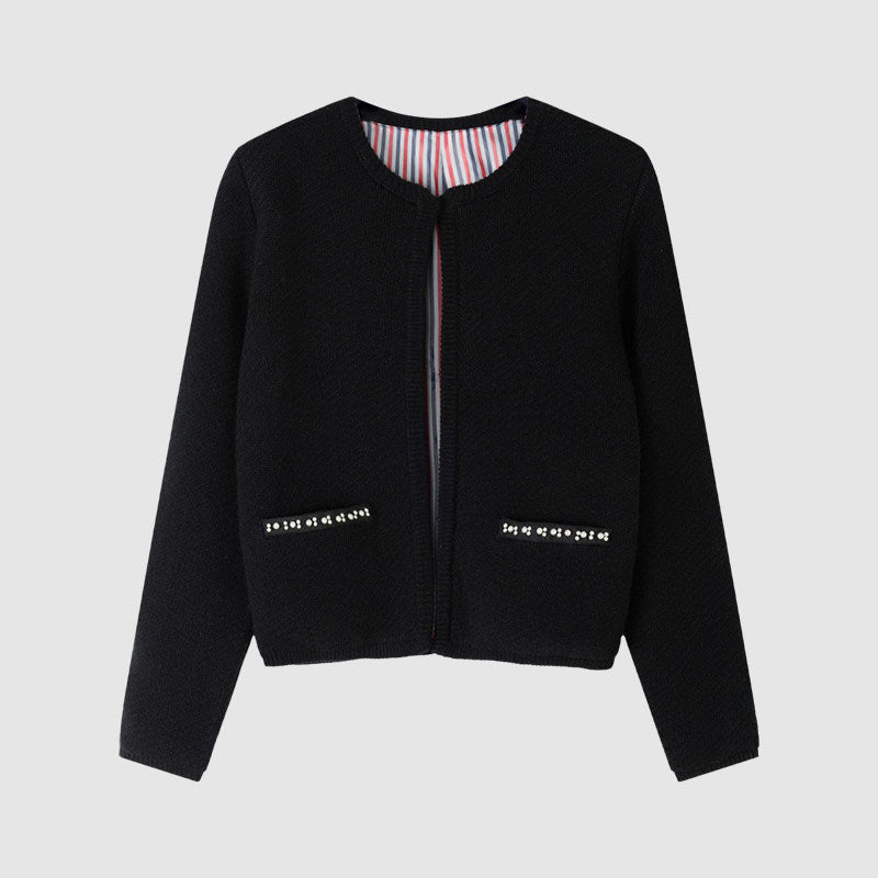 Thom Browne Style Cropped Round-Neck Women's Jacket