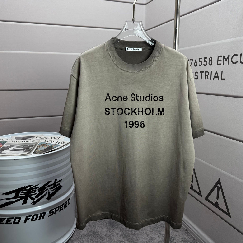 Acne Studios Stockholm 1996 Distressed‑Trim Crew‑Neck Short‑Sleeve T‑Shirt