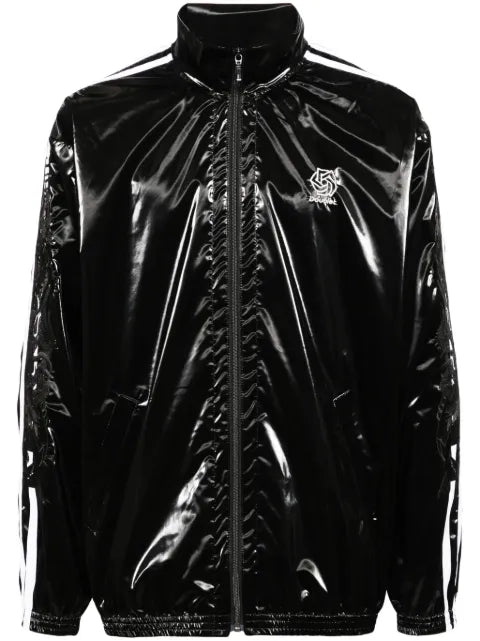 Doublet patent-finish track jacket
