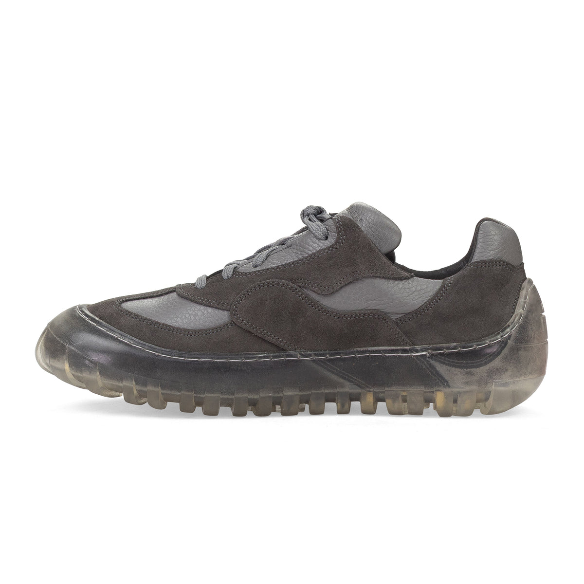 GREY LEATHER/WRAP SOLE SNEAKERS