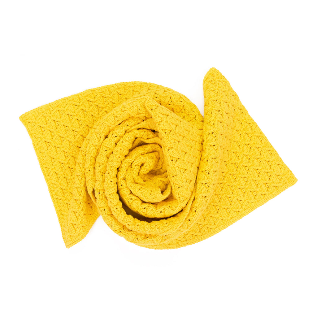 YELLOW EYELET KNIT SCARF