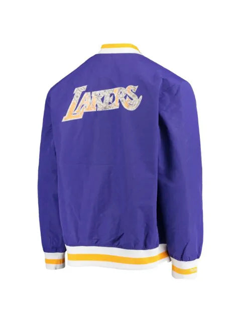 Mitchell & Ness x NBA x Los Angeles Lakers 75th Anniversary ribbed logo bomber jacket