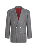 Brunello Cucinelli virgin wool chalk stripe one-and-a-half breasted tailor blazer