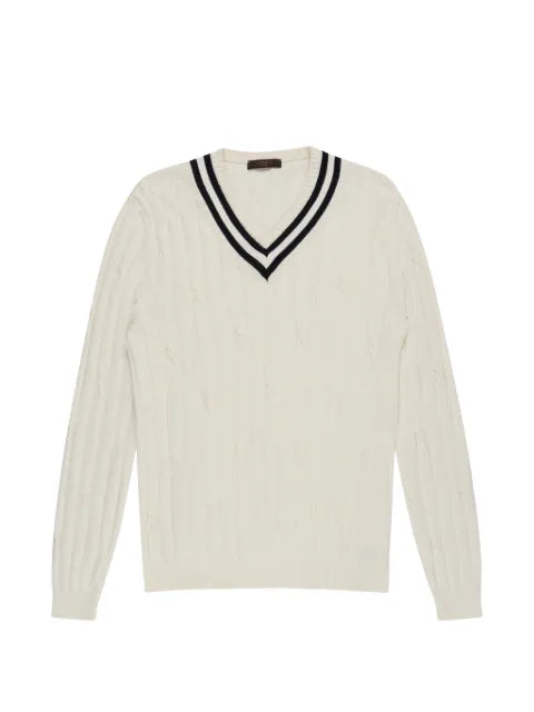Zanone cable-knit V-neck sweater