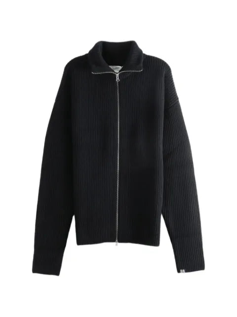 extreme cashmere ribbed-knit zip-up sweater
