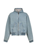 VETEMENTS hooded washed denim jacket