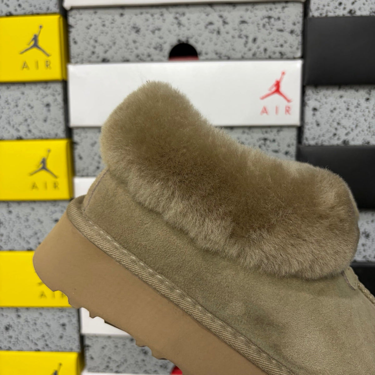 UGG Classic Mini II Platform Boot with Shearling Collar, 3cm Chunky Platform Sole & Tonal Lug Outsole in Taupe