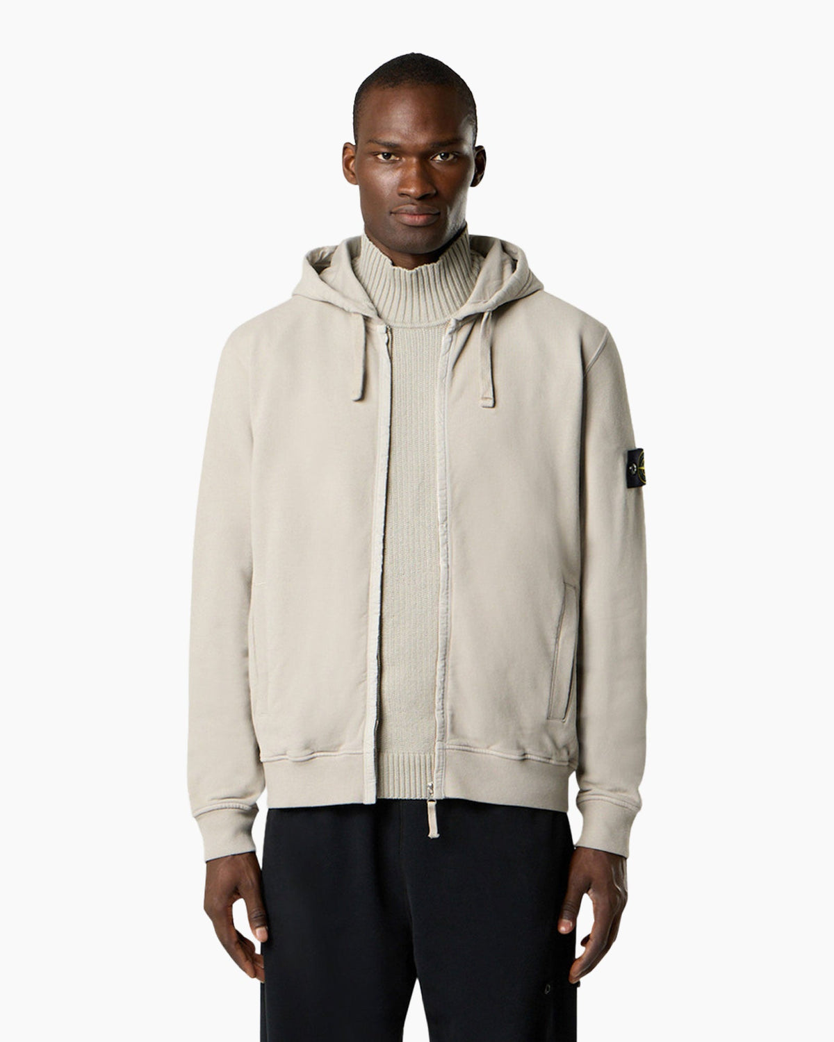Stone Island Brushed Cotton Zip Hoodie - Grey