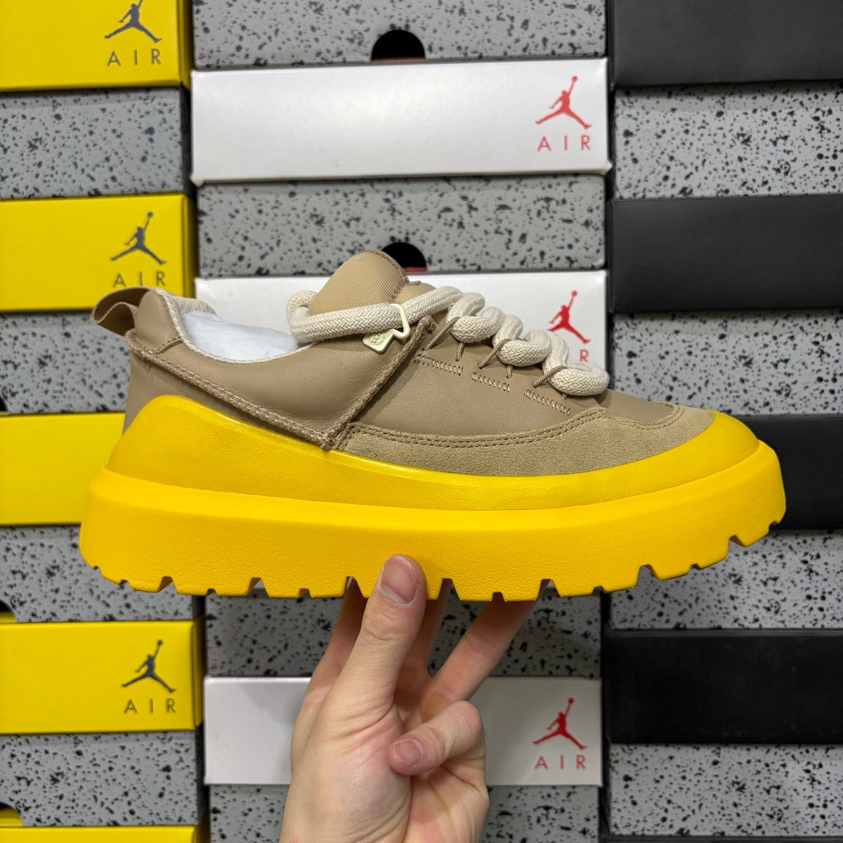 UGG Tazz Platform Sneaker – Women’s Wool-Lined Lace-Up in Cream with Yellow Sole