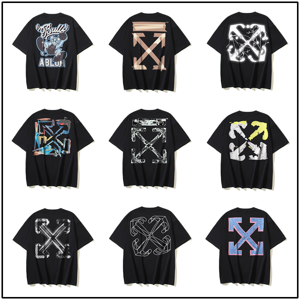 Off‑White Multi‑Sketch Arrow Graphic Oversized Tee Streetwear Unisex