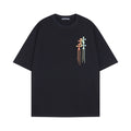 Chrome Heart T Shirts Cross Color Printed Short Sleeve T-Shirt Loose
