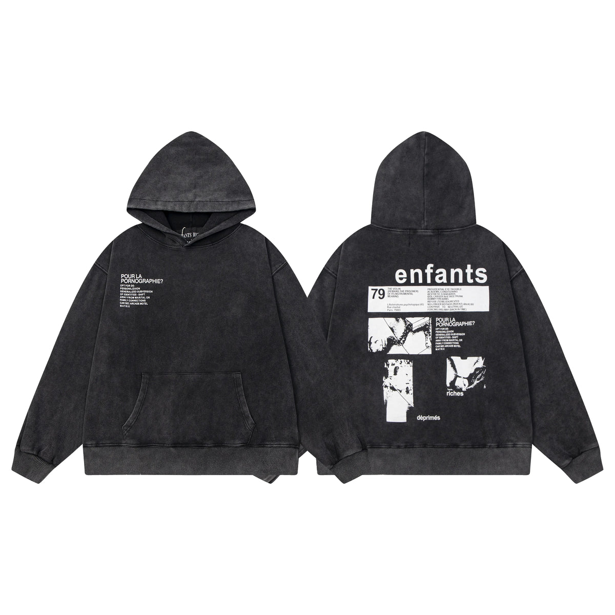 ERD “Pour La Pornographie?” Pullover Hoodie — Washed Black