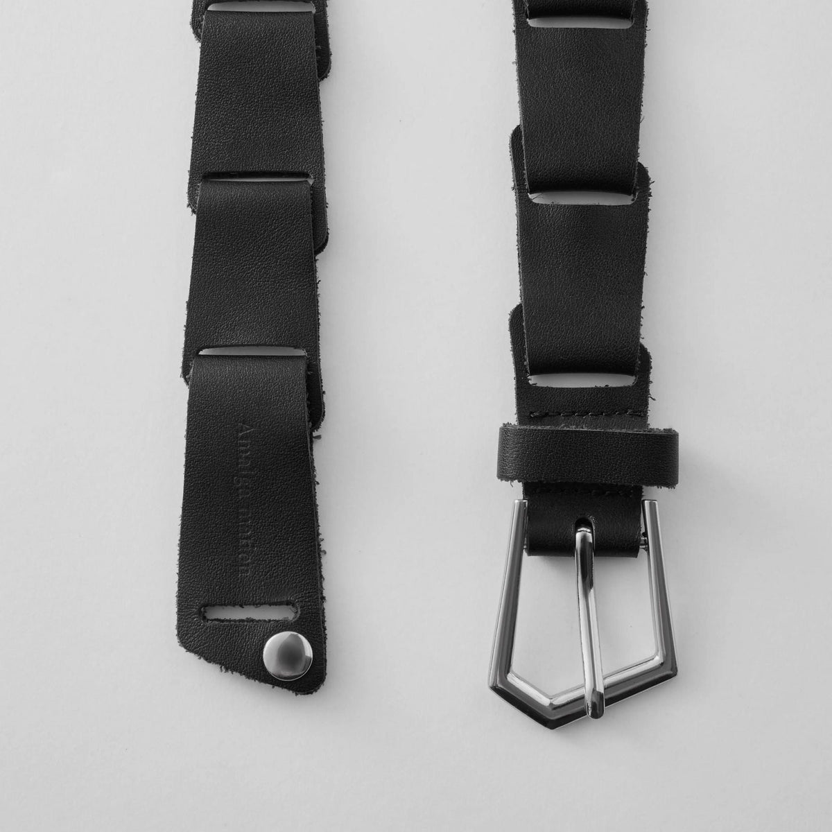 Amalga mation 24AW Buckle Strap Spliced Calfskin Waist Belt