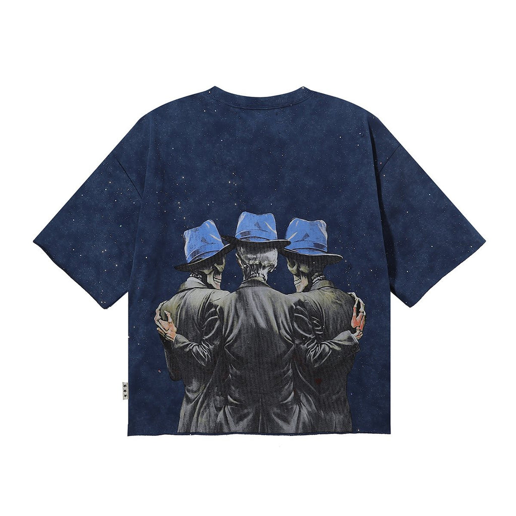 BKYS Revival Rock Skeleton Graphic Short-Sleeve T-Shirt