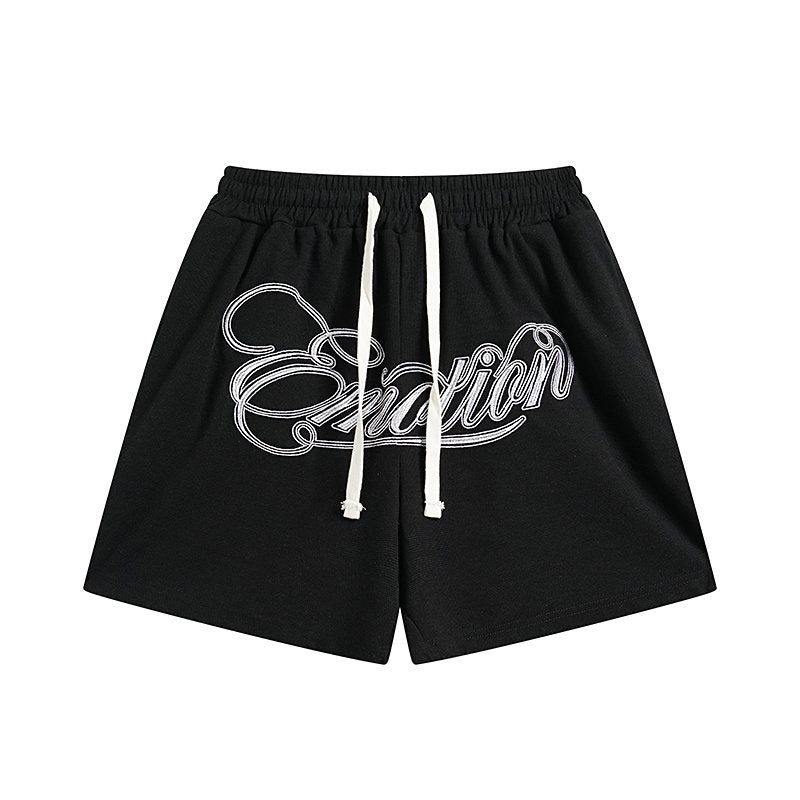 MIXED EMOTION Embroidered Drawstring Shorts