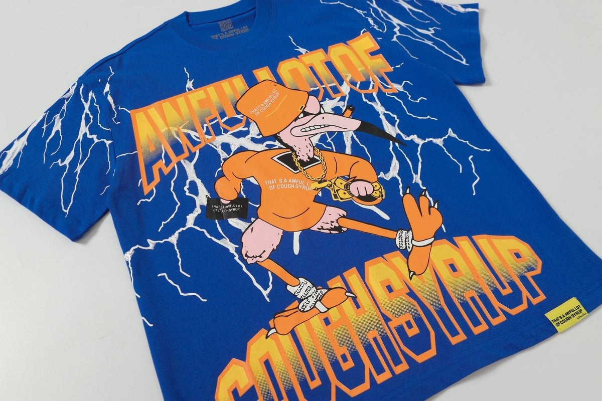 THAT'S A AWFUL LOT OF COUGH SYRUP Lightning Cartoon Graphic T-Shirt