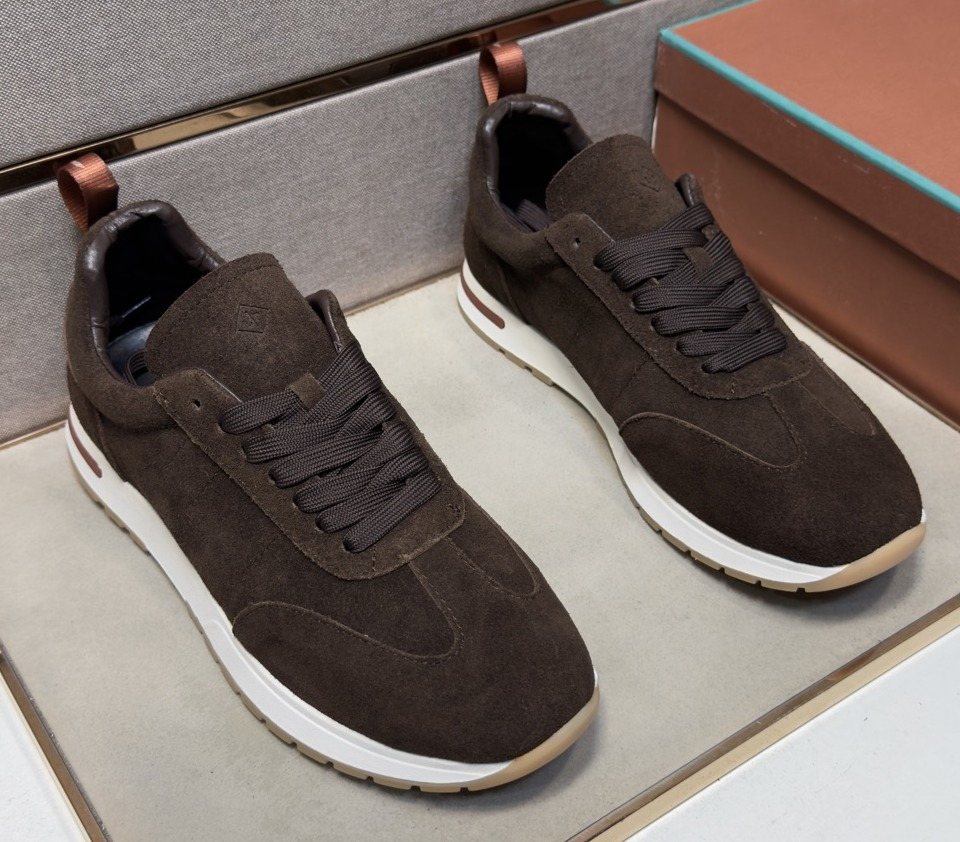Men's Dark Brown Paneled Sneakers