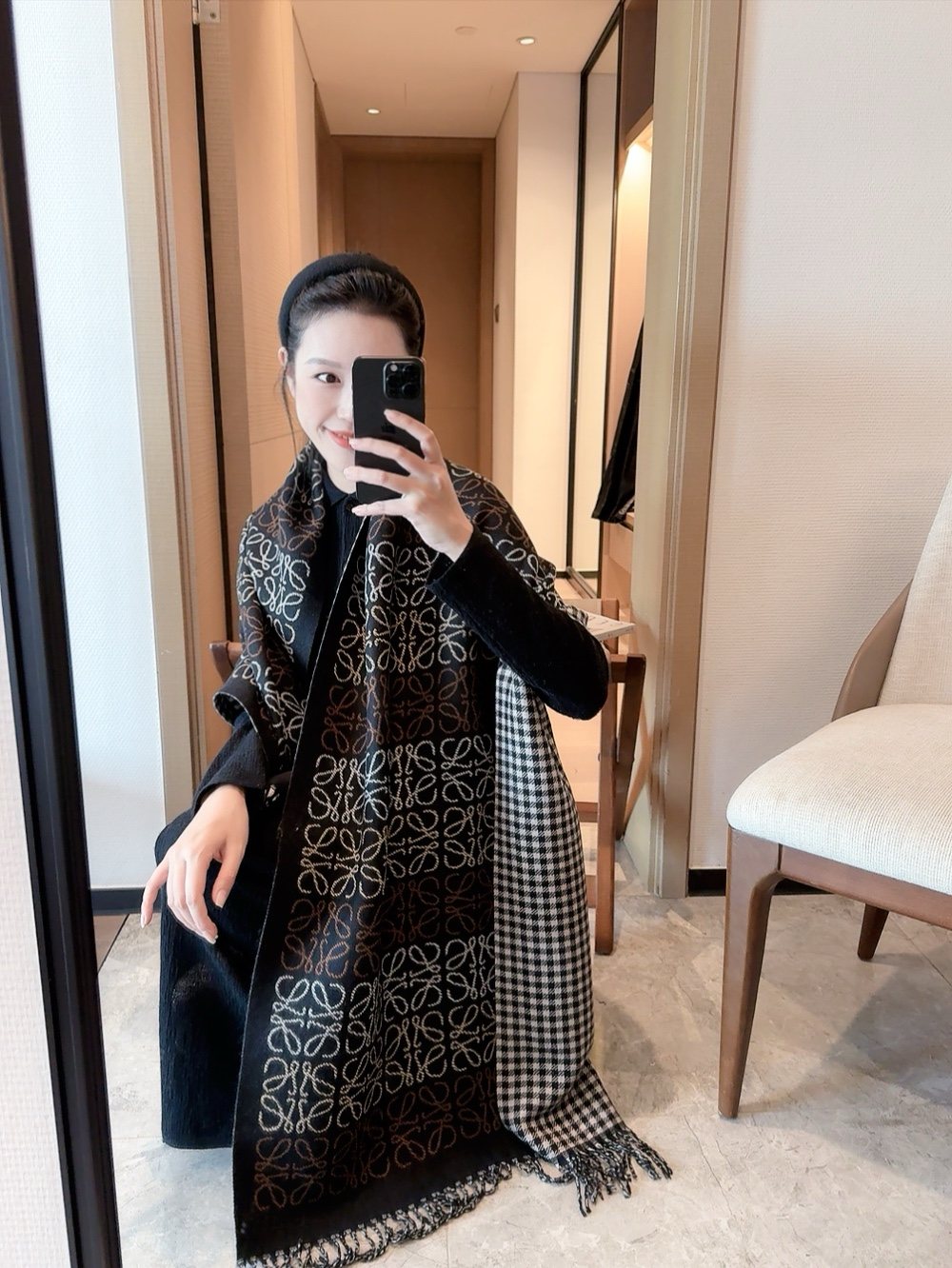 Patterned Fringe Scarf