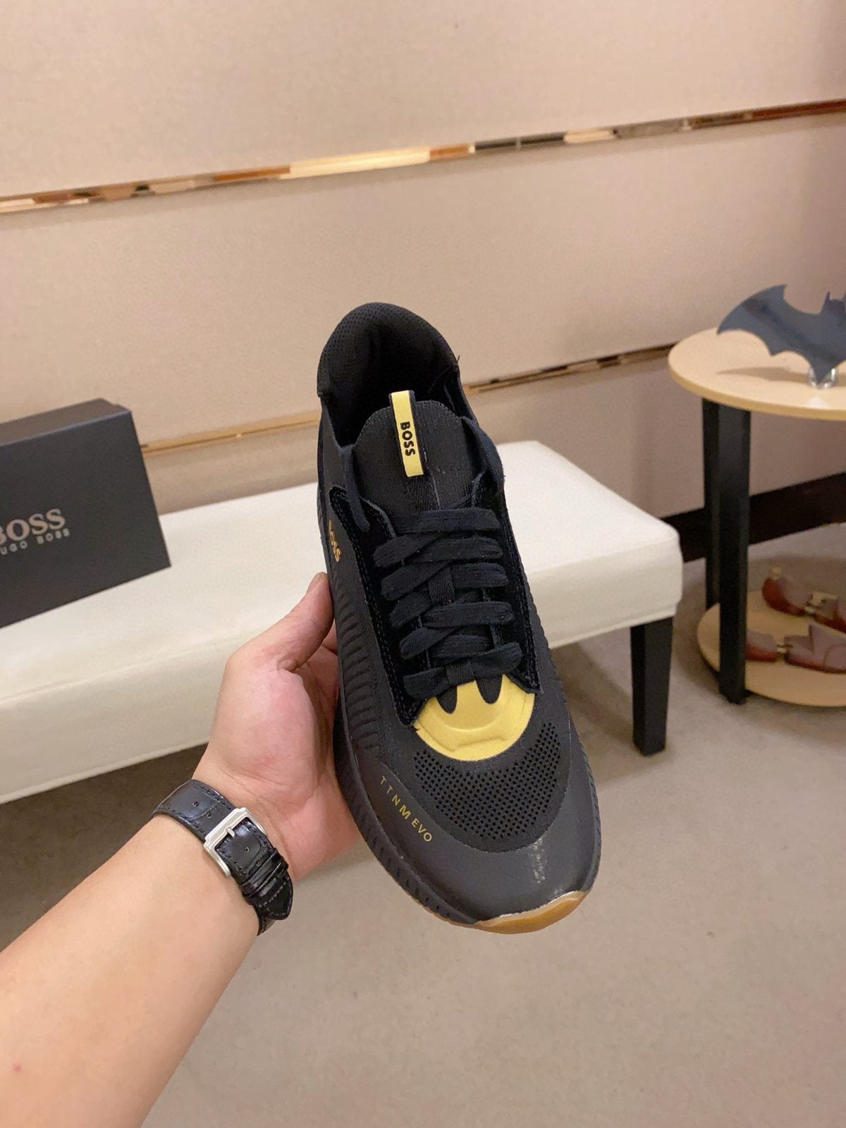 BOSS Men's Knit Lace-Up Sneakers
