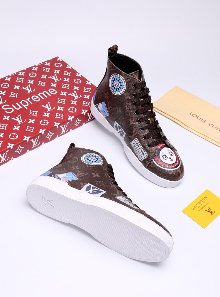 Louis Vuitton Graphic Patch High-Top Sneakers
