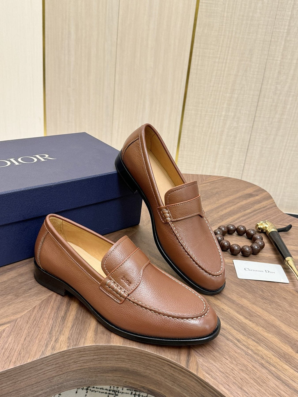 Dior Leather Moc-Toe Loafers - Stacked Heel