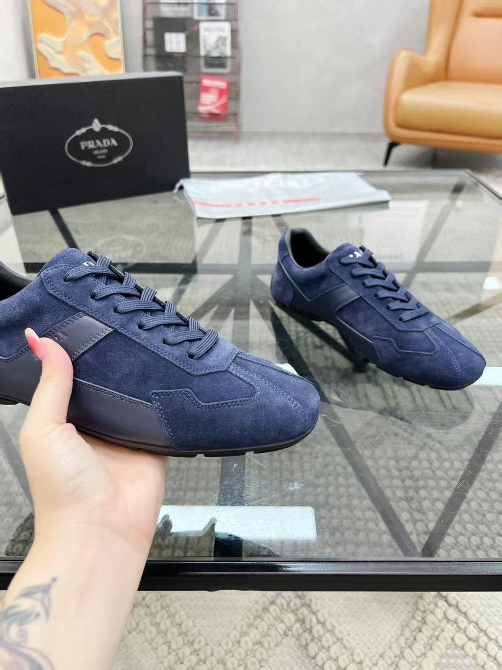 Prada Men's Panel Lace-Up Sneakers