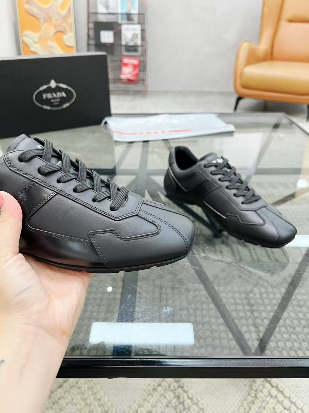 Prada Men's Panel Lace-Up Sneakers