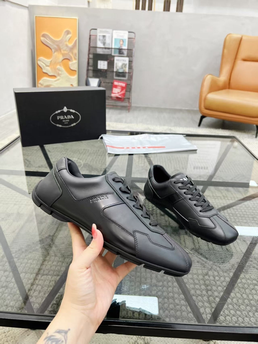 Prada Men's Panel Lace-Up Sneakers