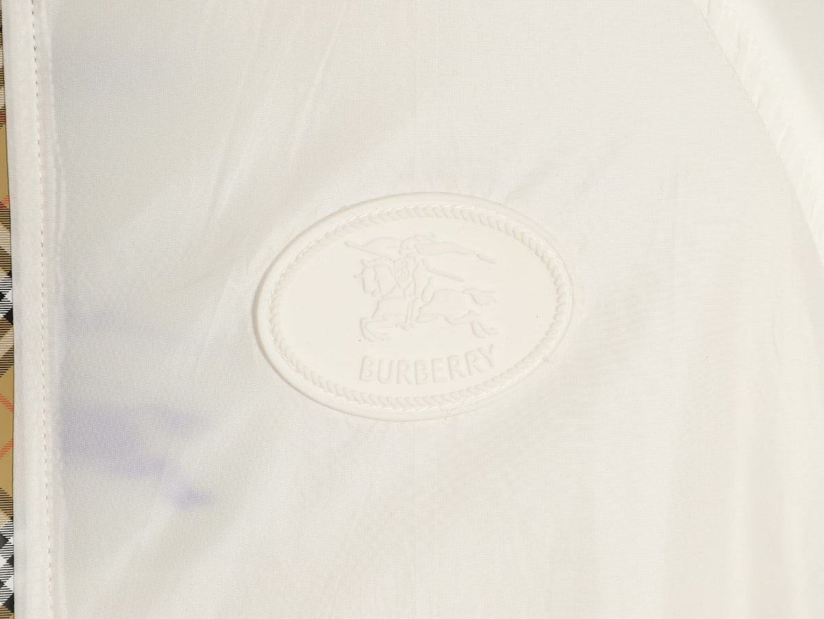 Burberry Check-Trim Hooded Zip-Up Jacket - Off-White