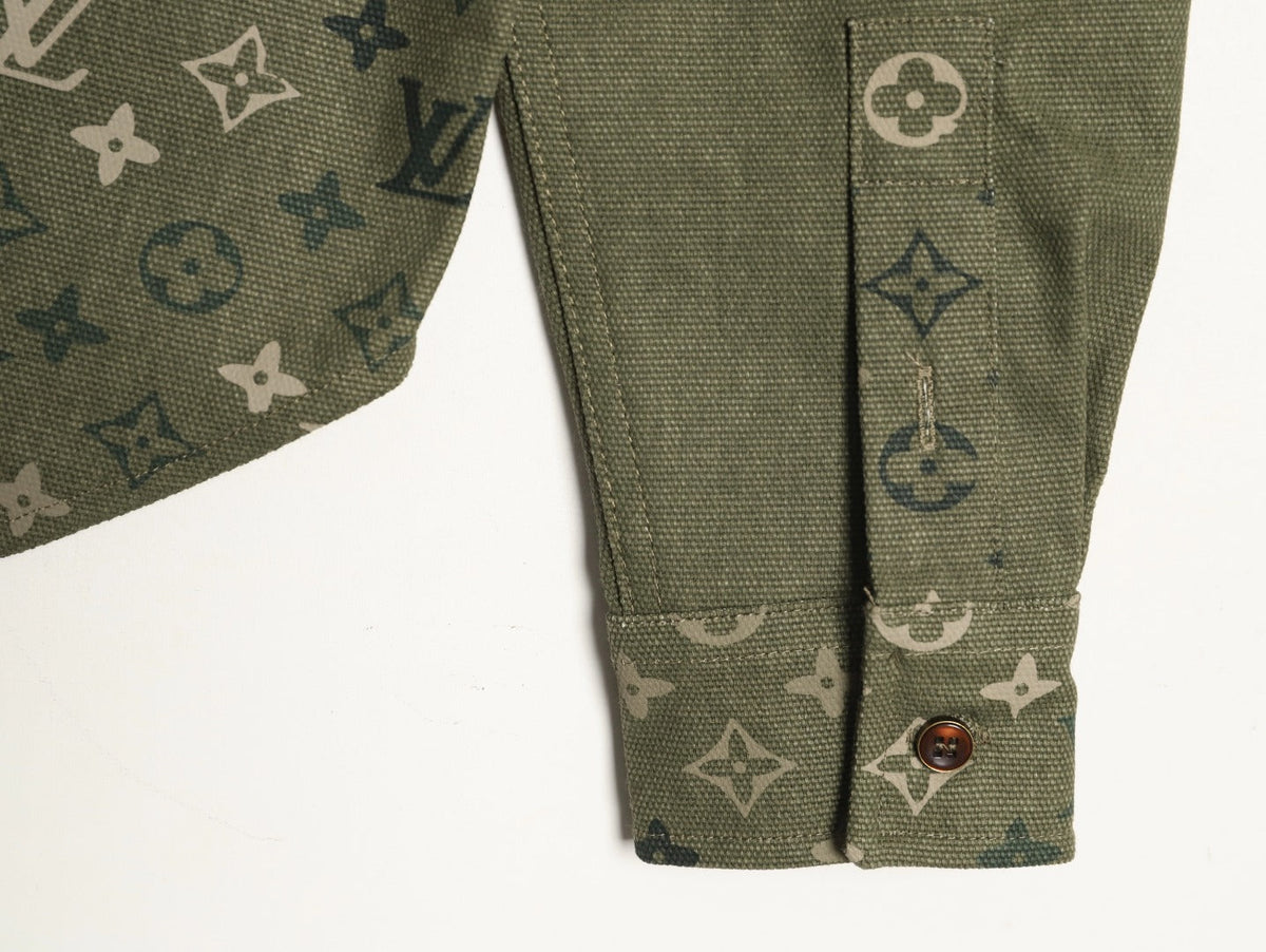 Louis Vuitton Monogram-Style Panelled Shirt Jacket - Olive Green